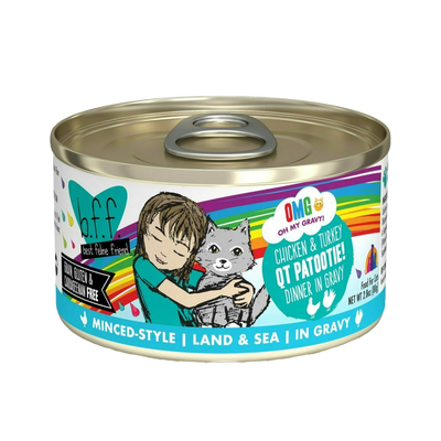B.F.F. Omg - Best Feline Friend Oh My Gravy!, Qt Patootie! With Chicken & Turkey In Gravy Cat Food By Weruva