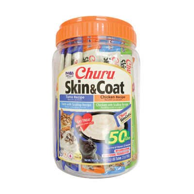 Churu Skin & Coat Variety Cat Treats, 50-pk