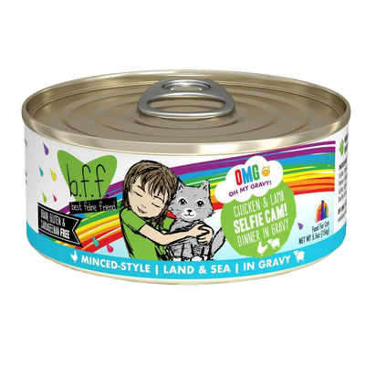 B.F.F. Omg - Best Feline Friend Oh My Gravy!, Selfie Cam! With Chicken & Lamb In Gravy Cat Food By Weruva, 5.5-oz Can