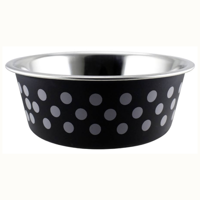 Indipets Black Polka Dot Small Buster Bowl, 14-oz