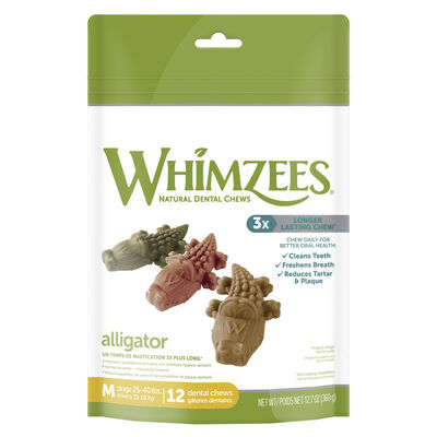 Whimzees Dog Alligator Natural Dental Chew, Medium