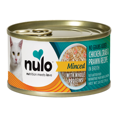 Nulo Minced Cat Chicken, Crab & Prawn Cans with Whole Proteins, 2.8-oz