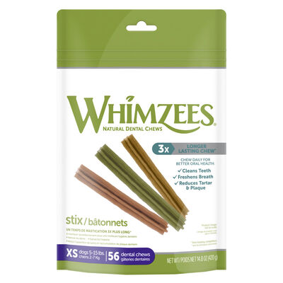Whimzees Dog Stix Natural Dental Chews, X-Small