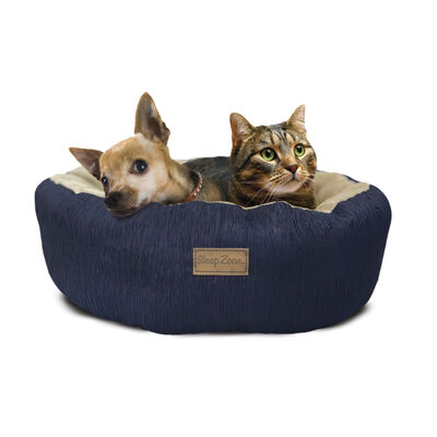 Ethical Products Sleep Zone Woodgrain Round Navy Dog Bed, 18"