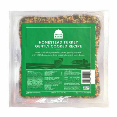Open Farm Frozen Homestead Turkey Gently Cooked Recipe Human Grade Dog Food, 16-oz