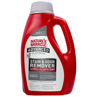 Nature's Miracle Dog Advanced Platinum Stain & Odor Remover & Virus Disinfectant, 64-oz