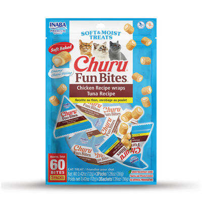 Churu Fun Bites Tuna Recipe Chicken Wrapped Churu Filled Cat Treats, 3-pk