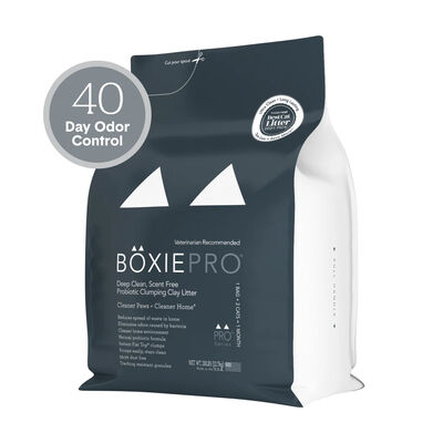Boxie Pro Self-Cleaning Probiotic 40 Day Odor Control Clumping Clay Cat Litter, 28-lb
