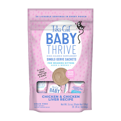 Tiki Cat Baby Thrive Wet Cat Food Chicken & Chicken Liver Pouch, 5.6-oz
