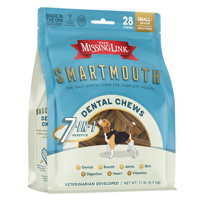 The Missing Link Smartmouth™ Dental Chews For Small/Medium Dogs 28 Count