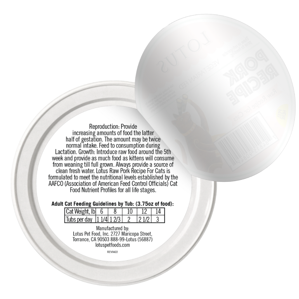 Frozen Lotus Raw Vegetarian-Fed Pork Recipe For Cats, 24-oz image number null