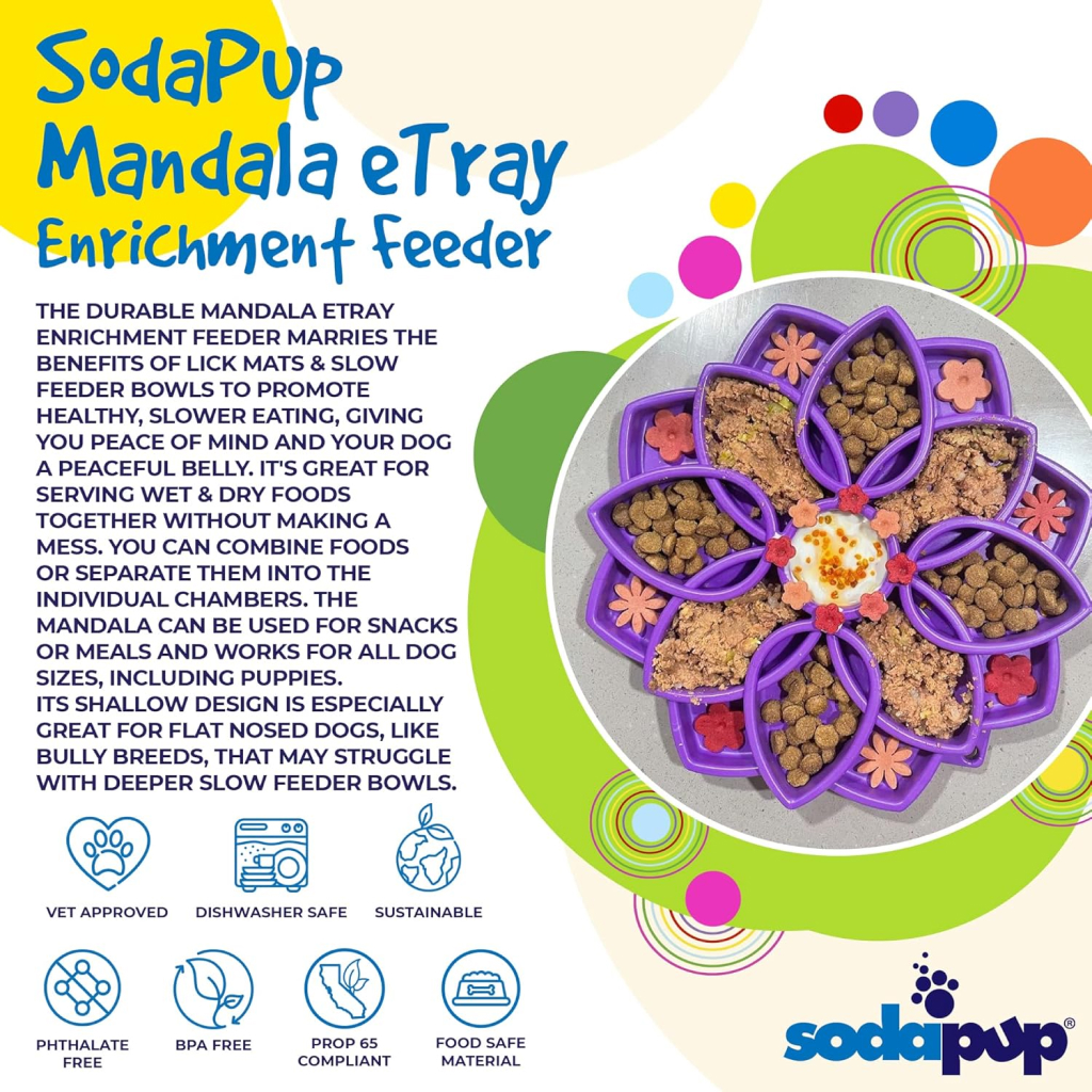 Sodapup Mandala Enrichment Shallow Slow Feeding Tray, Purple image number null
