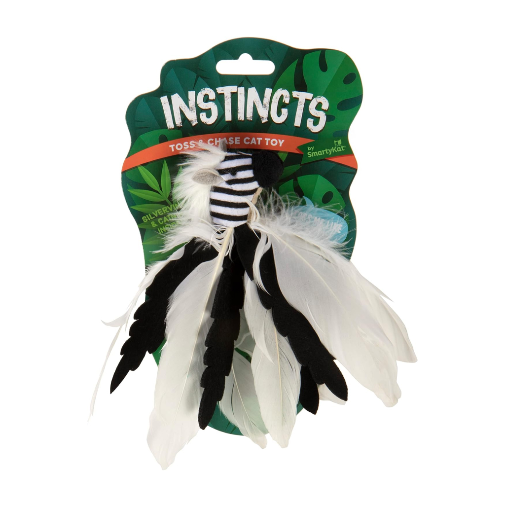 Instincts by SmartyKat Zingy Zebra Feathered Launcher Cat Toy, 1-count image number null
