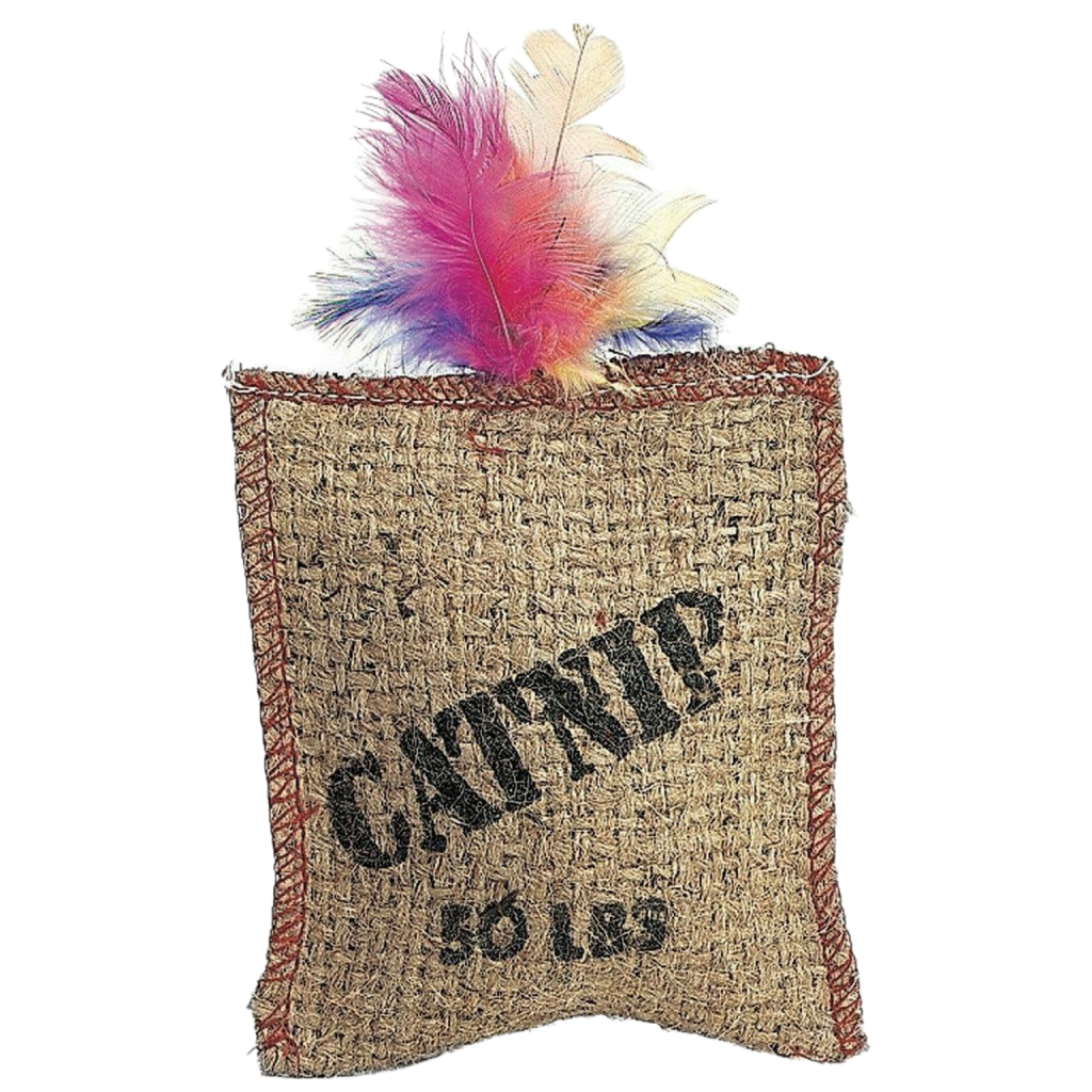 Jute & Fether Catnip Sack Cat Toy image number null