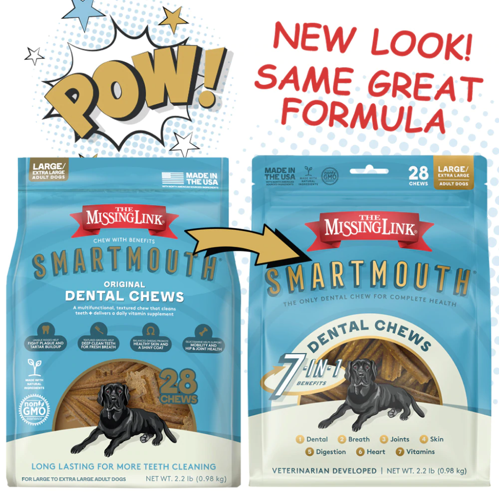 The Missing Link Smartmouth&trade; Dental Chews For Large/Extra Large Dogs 28 Count image number null