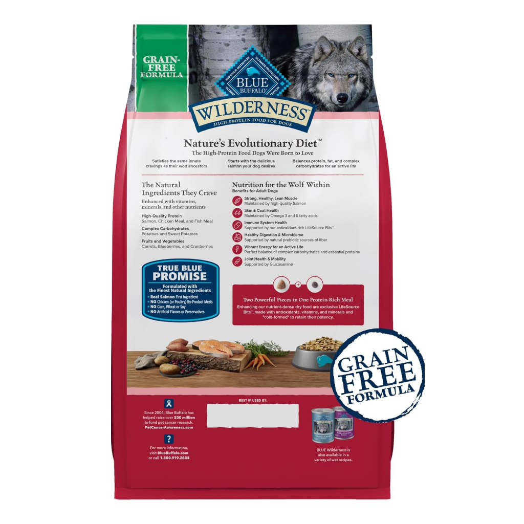 Blue Buffalo Wilderness Grain Free & High Protein Salmon Adult Dry Dog Food, 24-lb image number null