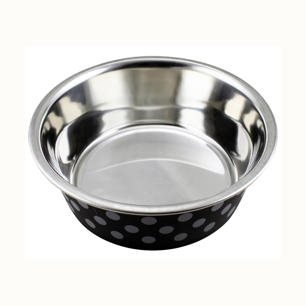 Indipets Black Polka Dot Small Buster Bowl, 14-oz image number null