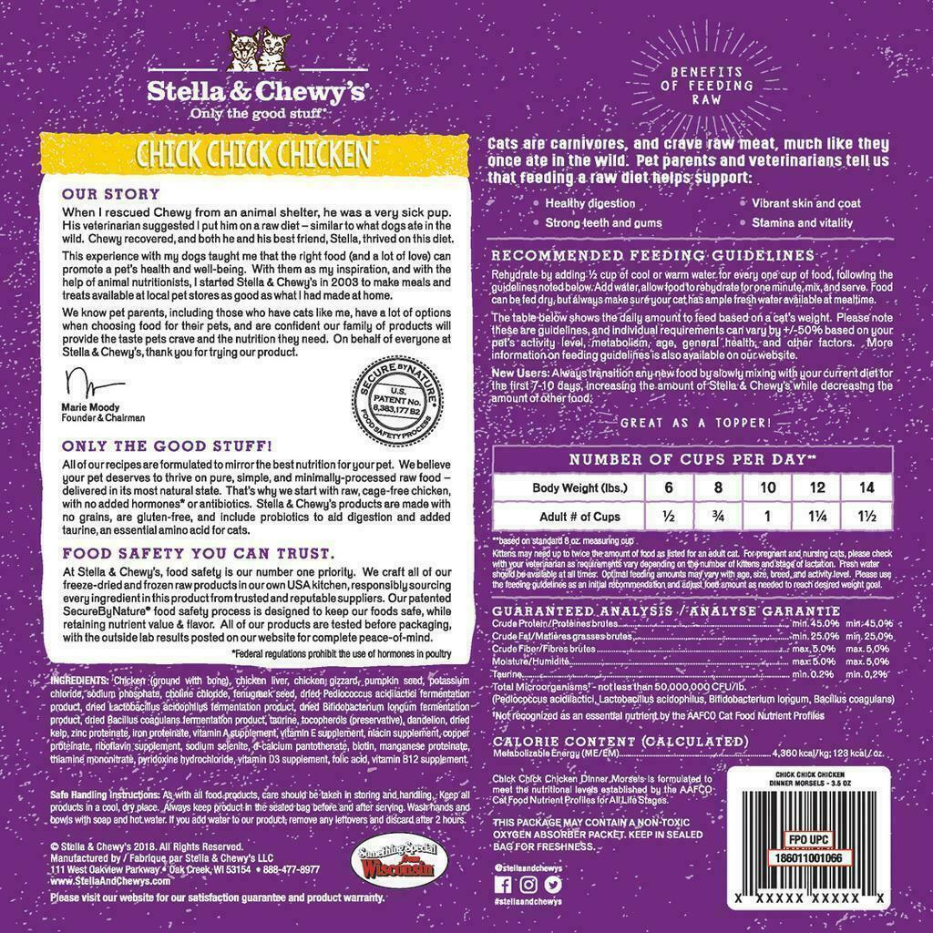 Stella & Chewy's Cat Freeze-Dried Raw, Chick Chick Chicken Dinner Morsels, 3.5-oz image number null