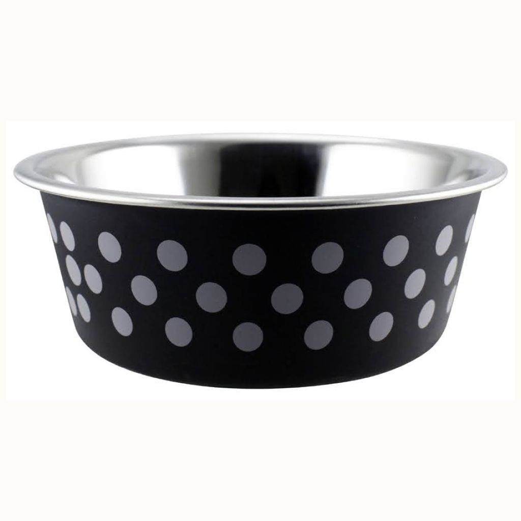 Indipets Black Polka Dot Small Buster Bowl, 14-oz image number null