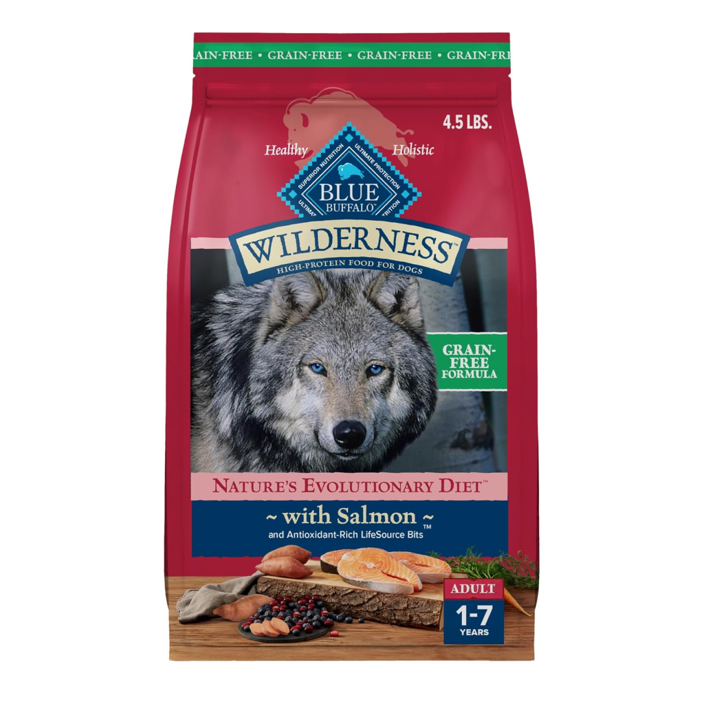 Blue Buffalo Wilderness Grain Free & High Protein Salmon Adult Dry Dog Food, 24-lb image number null