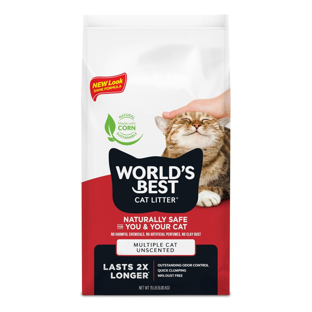 World's Best Multi Cat Clumping Corn Cat Litter, 15-lb image number null