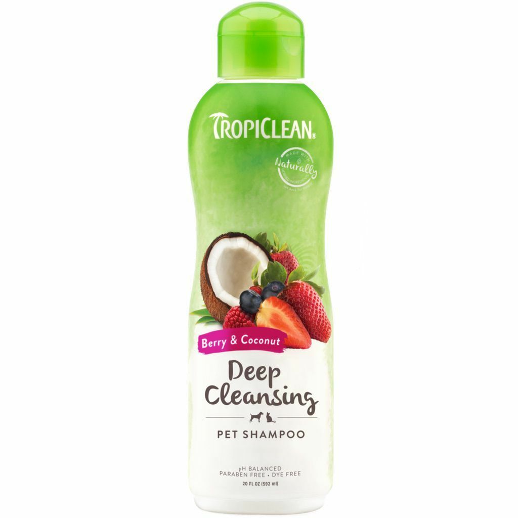Tropiclean Berry & Coconut Deep Cleansing Shampoo For Pets, 20-oz - Made In USA - Effective Cleansing For Smelly Dogs And Cats image number null