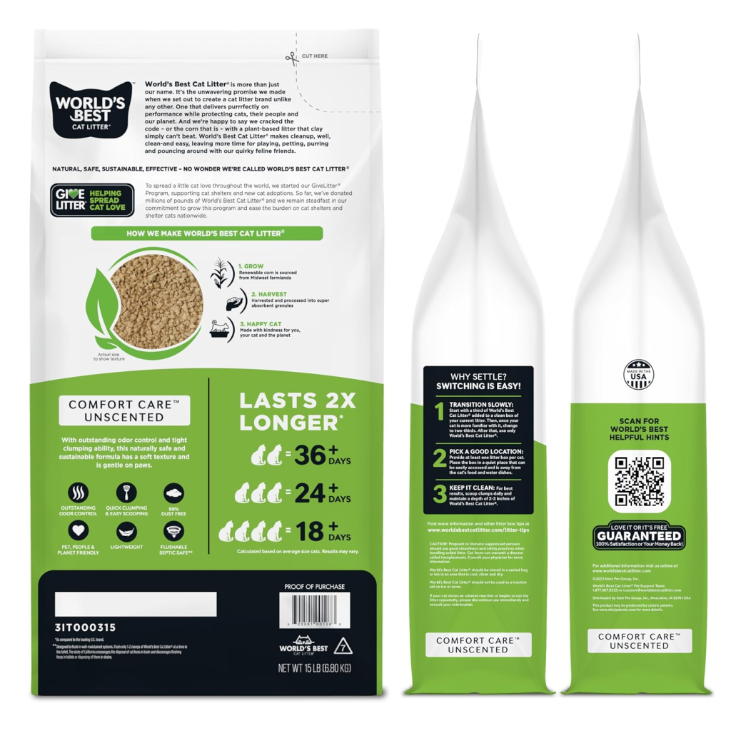 World's Best Original Clumping Corn Cat Litter, 15-lb image number null