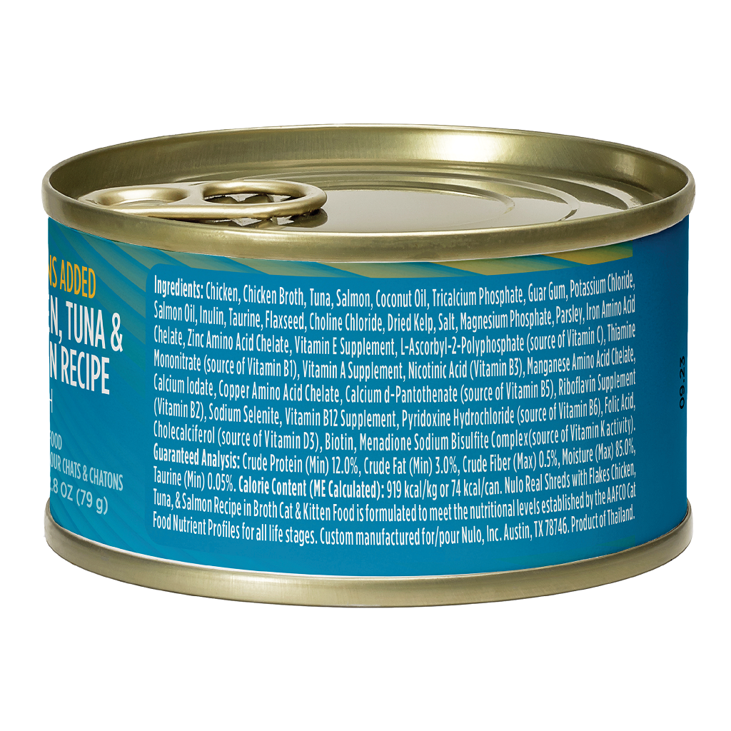 Nulo Real Shreds Cat Chicken, Tuna & Salmon Cans with Flakes, 2.8-oz image number null