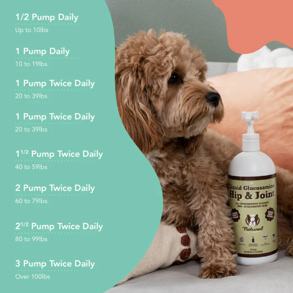 Natural Dog Company Liquid Glucosamine Hip & Joint Oil, 16-oz feeding instructions image number null