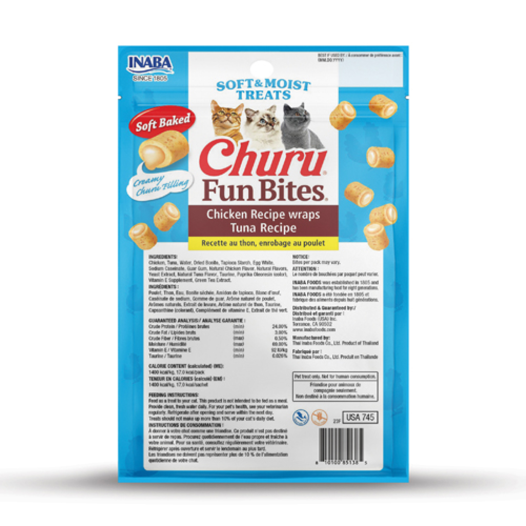 Churu Fun Bites Tuna Recipe Chicken Wrapped Churu Filled Cat Treats, 3-pk image number null