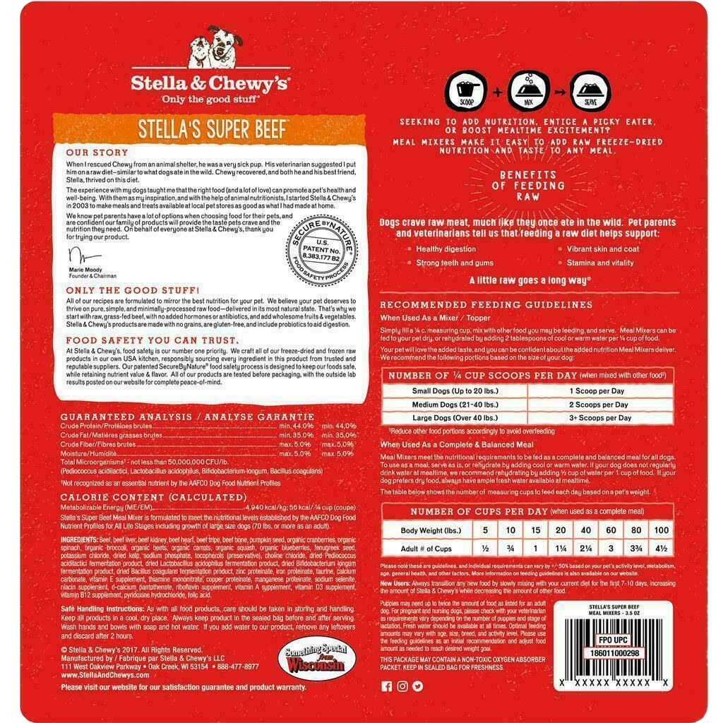 Stella & Chewy's Dog Freeze-Dried Raw, Super Beef Meal Mixers, 18-oz image number null