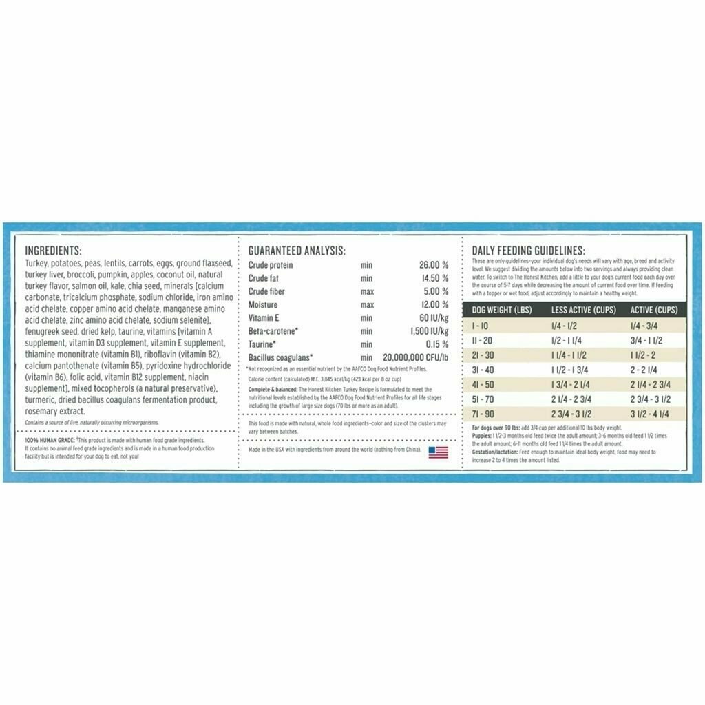 The Honest Kitchen Grain Free Turkey Whole Food Clusters Dog Food, 20-lb image number null