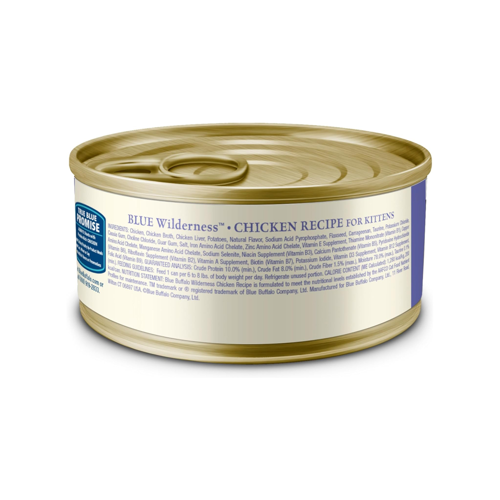 Blue Buffalo Wilderness High-Protein Grain-Free Chicken Pat&eacute; Recipe Kitten Wet Canned Cat Food, 3-oz image number null
