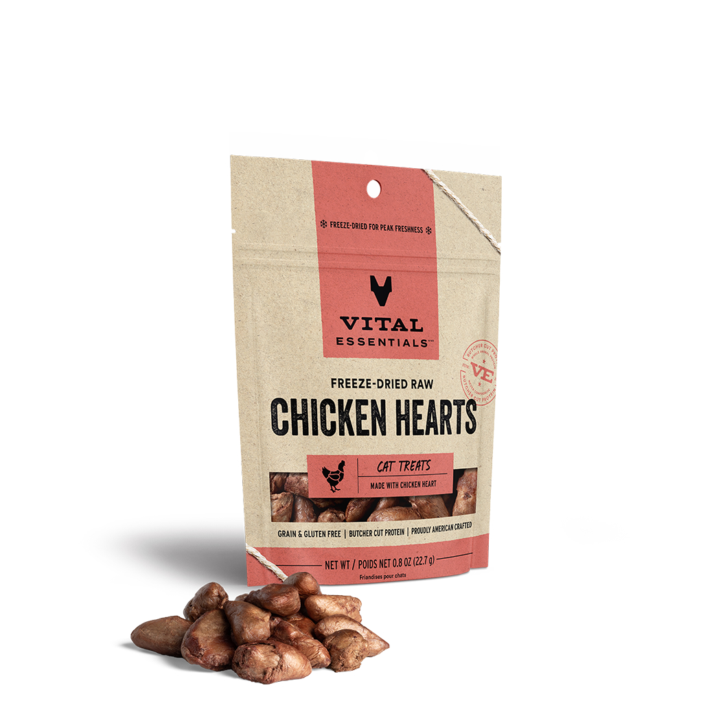 Vital Essentials Freeze-Dried Chicken Hearts Cat Treat, 0.8-oz image number null