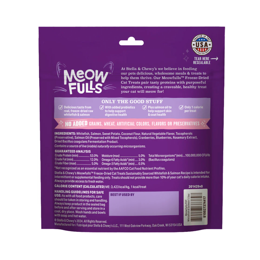 Stella & Chewy's Meowfulls Whitefish & Salmon Cat Treats, 1.5-oz image number null