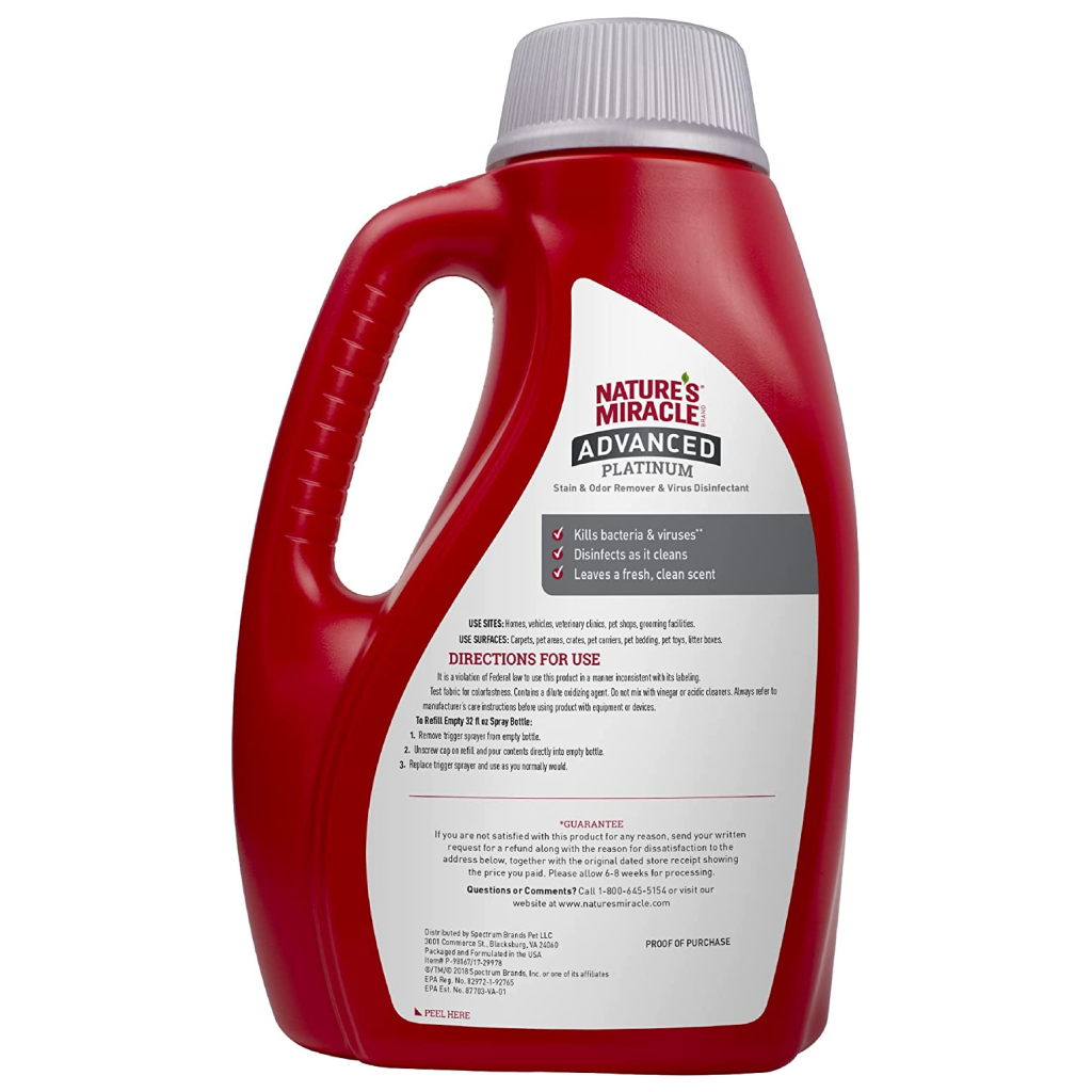 Nature's Miracle Dog Advanced Platinum Stain & Odor Remover & Virus Disinfectant, 64-oz image number null
