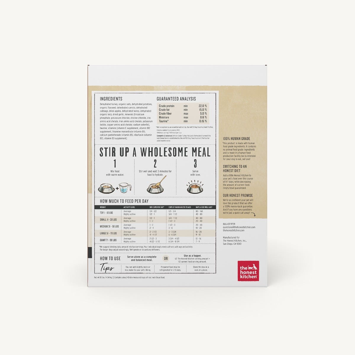 The Honest Kitchen Whole Grain Turkey Recipe Dehydrated Dog Food, 10-lb image number null