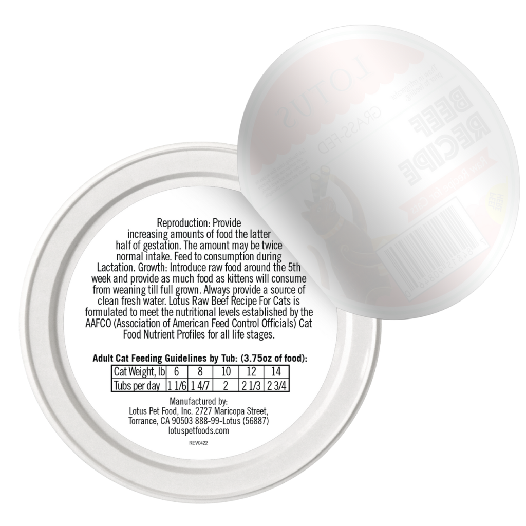 Frozen Lotus Raw Grass- Fed Beef Recipe For Cats, 3.5-oz image number null