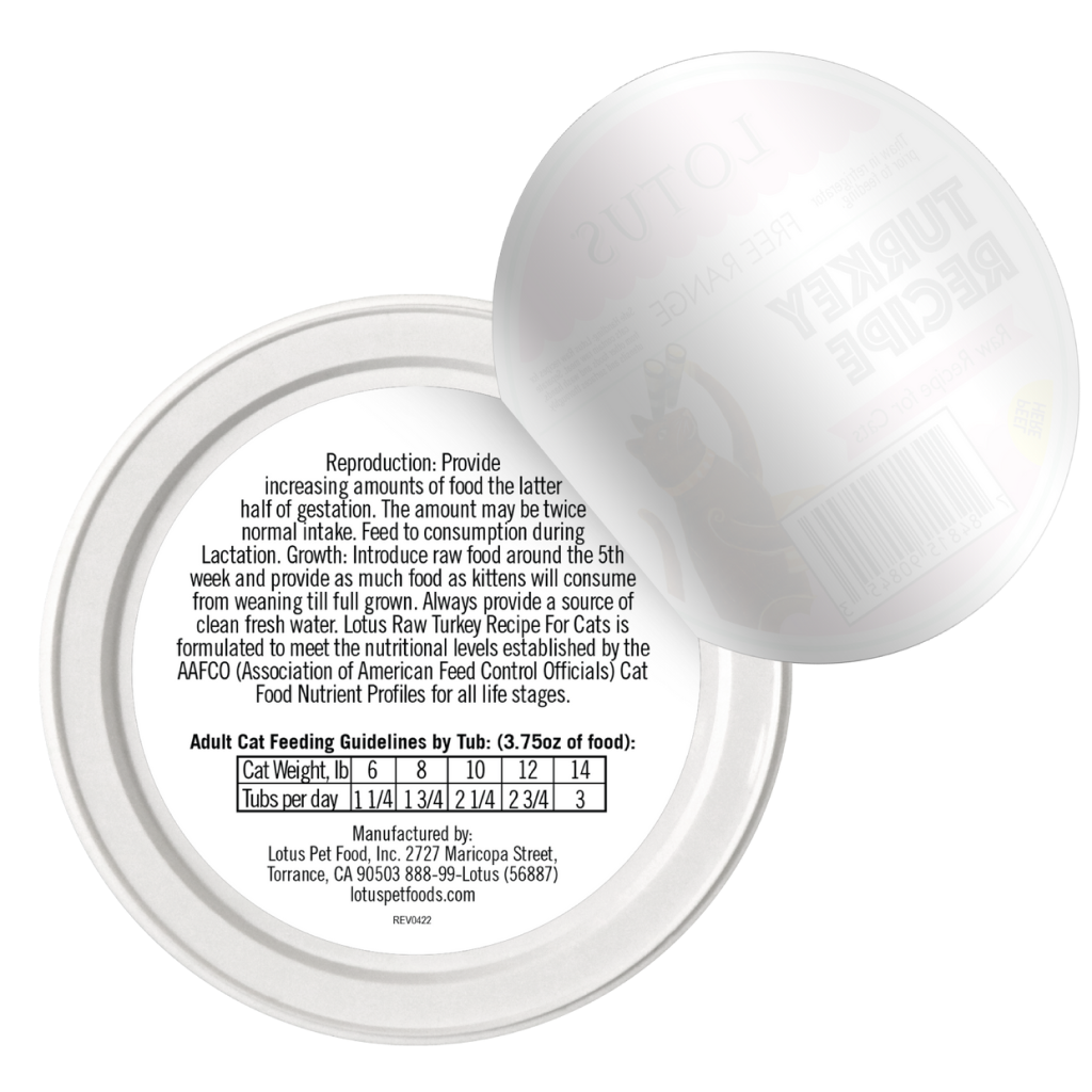 Frozen Lotus Raw Free-Range Turkey Recipe For Cats, 3.5-oz image number null