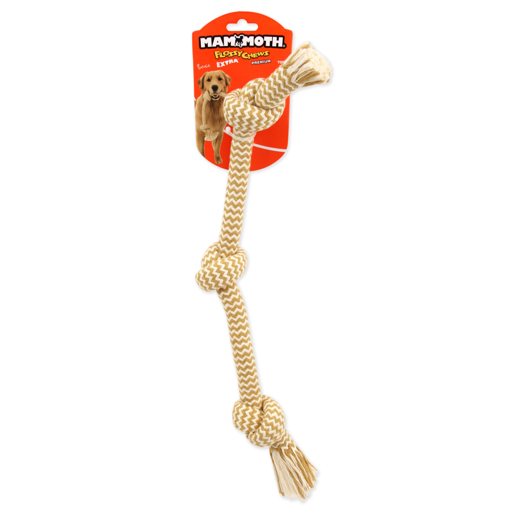 Mammoth Medium Peanut Butter 3-Knot Rope Dog Toy, 20-in image number null