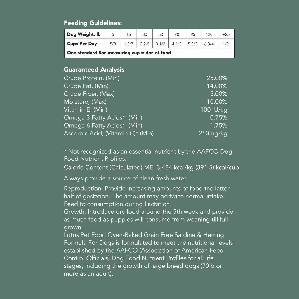 Lotus Grain-Free Sardine And Herring Dry Dog Food, 20-lb image number null