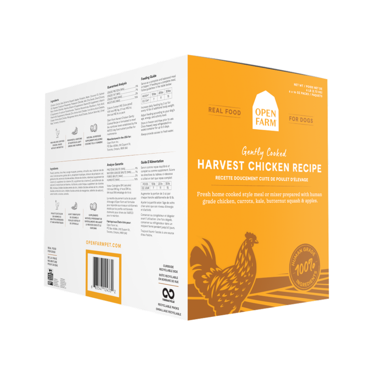 Open Farm Frozen Harvest Chicken Gently Cooked Recipe Human Grade Dog Food, 96-oz image number null