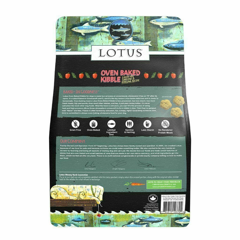 Lotus Grain-Free Sardine And Herring Dry Dog Food, 20-lb image number null
