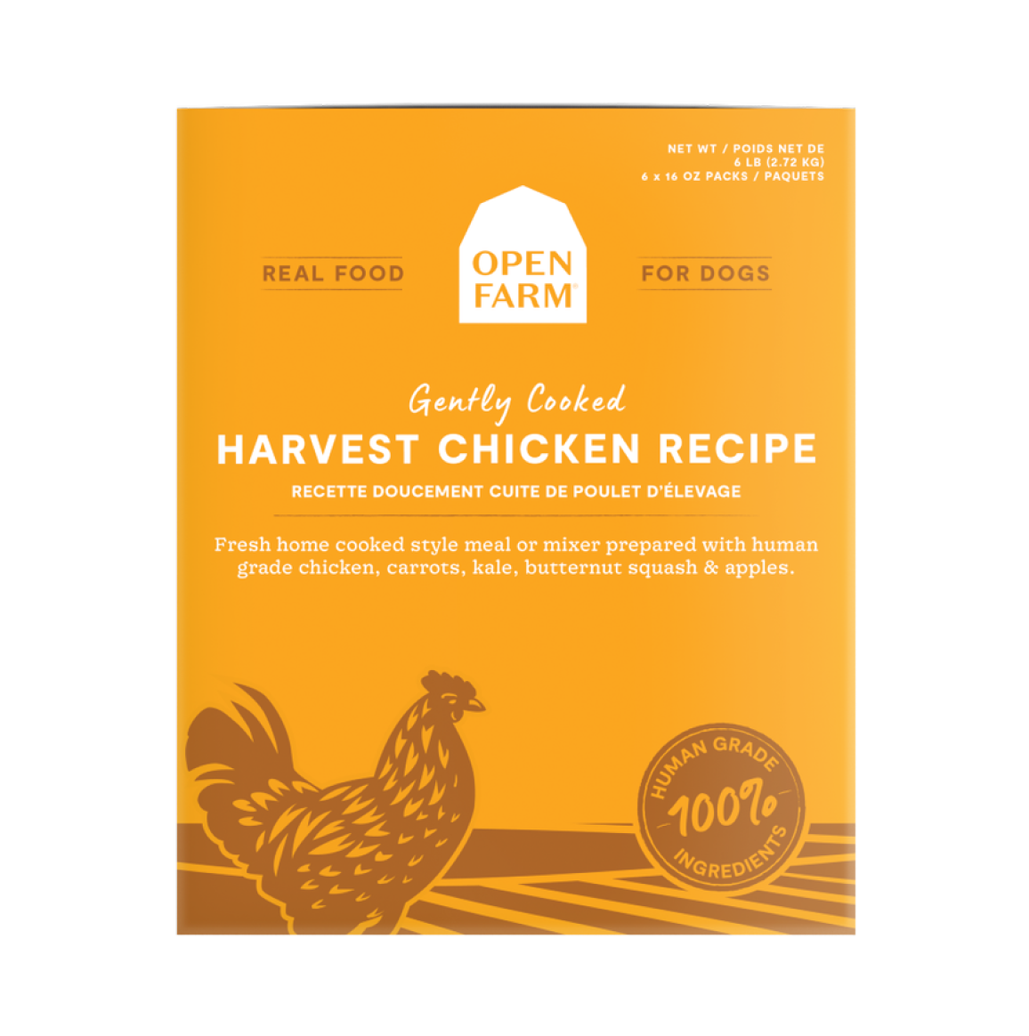 Open Farm Frozen Harvest Chicken Gently Cooked Recipe Human Grade Dog Food, 96-oz image number null