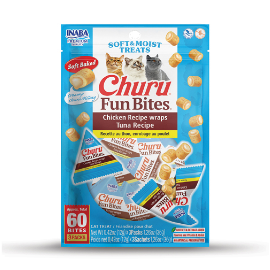 Churu Fun Bites Tuna Recipe Chicken Wrapped Churu Filled Cat Treats, 3-pk image number null