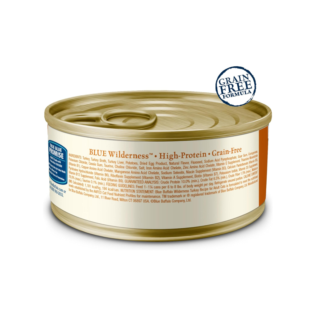 Blue Buffalo Wilderness Natural High-Protein Grain-Free Turkey Pat&eacute; Adult Wet Canned Cat Food, 5.5-oz image number null